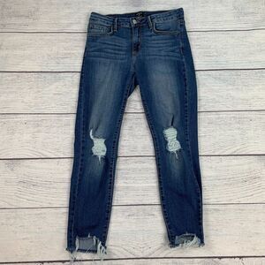 JUST BLACK Jeans sz 27 Skinny Ankle Medium Wash Raw Hem Stretchy Inseam 24.5"